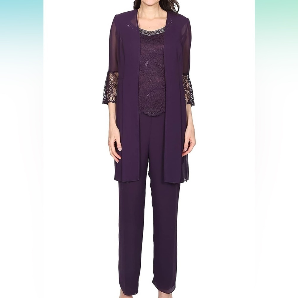 Le Bos Women's Long Duster 3 Piece Pant Set
